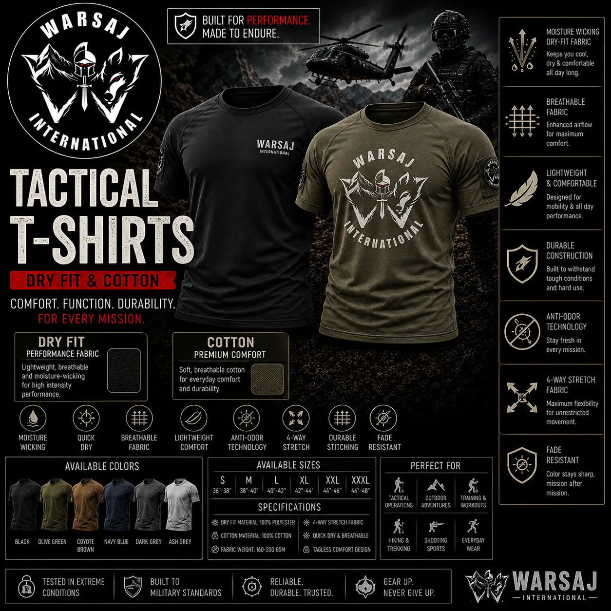 Tactical T-Shirts (Dry Fit & Cotton)